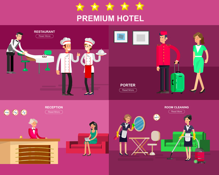 Hotel staff and serviceのイラスト素材