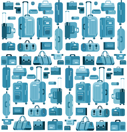 Travel bags in various colors. Luggage suitcase and bag. cool detailed vector illustration patternのイラスト素材
