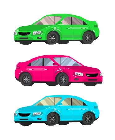 design concept of choice and buying a car. Vector cool flat  illustration isolated on white background.のイラスト素材