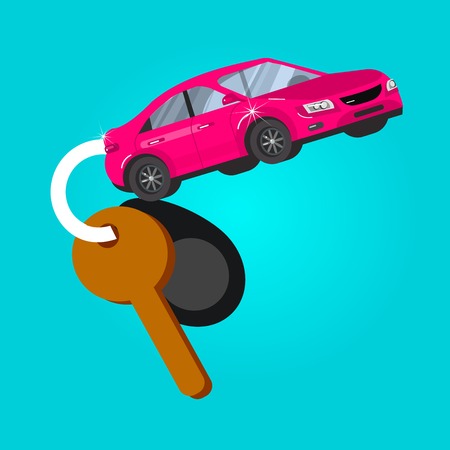 design concept of choice and buying a car. Vector keys, cool flat  illustration. Web banner templateのイラスト素材