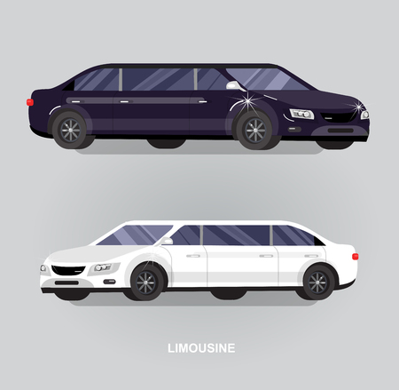 detailed vector luxury limousine car white and blackのイラスト素材