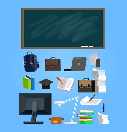 Vector detailed objects for education. Flat style vector illustration background.のイラスト素材