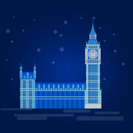 High quality, detailed most famous World landmark. Vector illustration of the Big Ben, the symbol of...