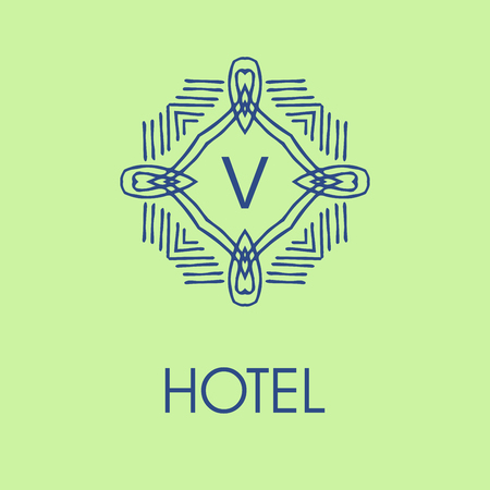 elegant monogram design. Vector  linear frame and monogram illustration. Trendy linear monogram and linear frame. Monogramのイラスト素材