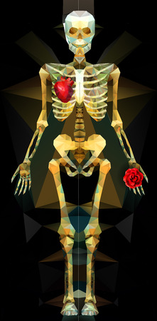 Polygonal skeleton. low poly illustration. Polygonal creative posterのイラスト素材