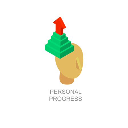 Isometric icon of human brain process, people thinking, brain process character. Brain process. Infographic brain process. Vector brain process. Brain process collection conceptのイラスト素材
