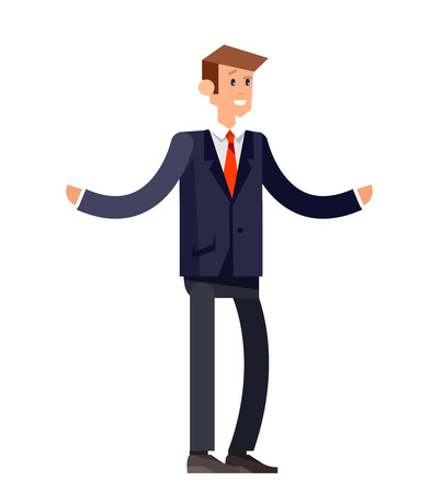 Vector detailed character office worker, business office worker in action. Business people, business men lifestyle. Character men office worker. Office worker isolated on white backgroundのイラスト素材