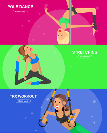 Vector detailed character fit woman and fitness workout. Happy and sporty woman. illustration. Woman goes in for sports, training for Womanのイラスト素材