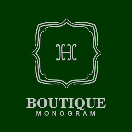 Elegant monogram design. Vector linear frame and monogram, monogram logo template. Trendy monogram and linear frame. Monogram and calligraphic elegant ornament elements. Identity designのイラスト素材