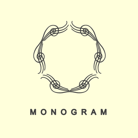 Elegant monogram design. Vector linear frame and monogram, monogram logo template. Trendy monogram and linear frame. Monogram and calligraphic elegant ornament elements. Identity designのイラスト素材