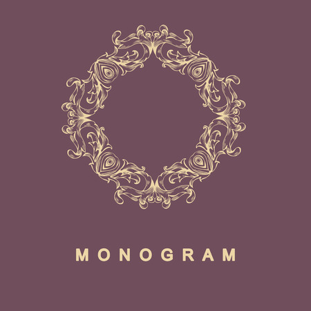 Elegant monogram design. Vector linear frame and monogram, monogram logo template. Trendy monogram and linear frame. Monogram and calligraphic elegant ornament elements. Identity designのイラスト素材