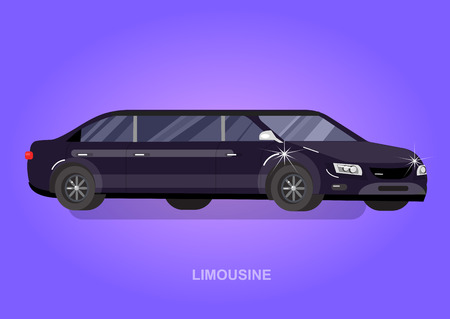 detailed vector luxury limousine car black. Vector limousine. Illustration  limousineのイラスト素材