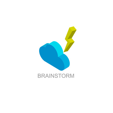 Isometric icon of human brain process, people thinking, brain process character. Brain process. Infographic brain process. Vector brain process. Brain process collection conceptのイラスト素材