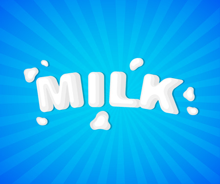 Concept poster to advertise milk. Vector illustration with milk lettering. Card for world Milk day.のイラスト素材