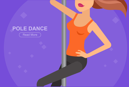 Vector detailed character Fit woman dancing around the pole.のイラスト素材