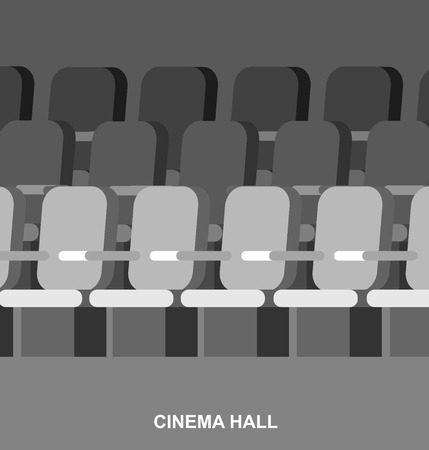 Cinema movie poster or banner template, popcorn, 3D glasses, concept banner. Cinema hall. Cute vectorのイラスト素材