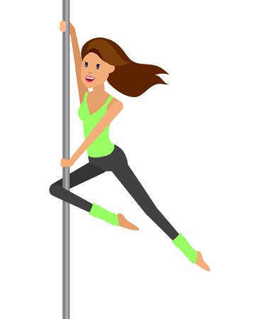 Vector detailed character Fit girl dancing around the pole, training for sexy womanのイラスト素材