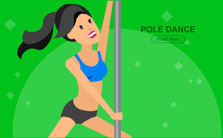 Vector detailed character Fit girl dancing around the pole, training for sexy womanのイラスト素材