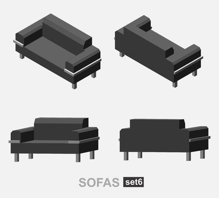 Set of the isolated isometric sofa. Vector illustrationのイラスト素材