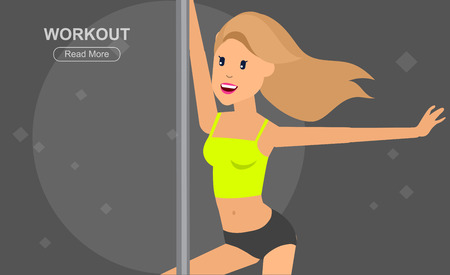 Vector detailed character Fit girl dancing around the pole, training for sexy womanのイラスト素材