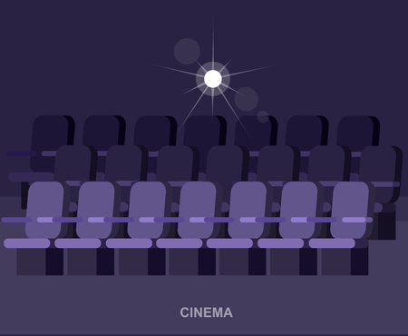 movie poster or banner template, popcorn, 3D glasses, concept banner. Cinema hallのイラスト素材