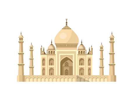 High quality, detailed most famous World landmark. Vector illustration of Taj Mahal an ancient Palace in India. Travel vectorのイラスト素材