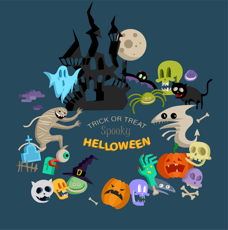Vector icon and element for Helloween. greeting card for Happy Halloween design icon. Concept illustration. Sign and symbol, element.のイラスト素材