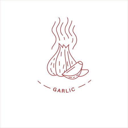 Vector icon and logo for spices and herbs. Editable outline stroke size. Line flat contour, thin and linear design. Simple icons. Concept illustration. Sign, symbol, element.のイラスト素材