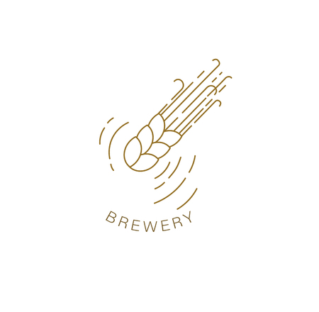 Vector icon and logo beer and brewery. Editable outline stroke size. Line flat contour, thin and linear design. Simple icons. Concept illustration. Sign, symbol, element.のイラスト素材