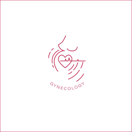 Vector icon and logo for pegnancy and gynecology. Editable outline stroke size. Line flat contour, thin and linear design for adoption and babysitter. Simple icons. Concept illustration. Sign, symbol, element.のイラスト素材