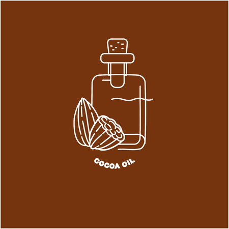 Vector icon and logo for natural cosmetics oil care dry skin. Editable outline stroke size. Line flat contour, thin and linear design. Simple icons. Concept illustration. Sign, symbol, element.のイラスト素材