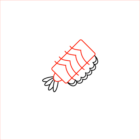 Vector icon and logo for asian, japan food and seafood. Editable outline stroke size. Line flat contour, thin and linear design. Simple icons. Concept illustration. Sign, symbol, element.のイラスト素材