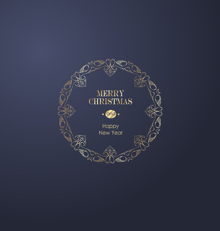 Elegant Christmas and happy New Year Background with Gold Shining decoration. Vector illustrationのイラスト素材
