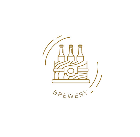 Vector icon and logo beer and brewery. Editable outline stroke size. Line flat contour, thin and linear design. Simple icons. Concept illustration. Sign, symbol, element.のイラスト素材