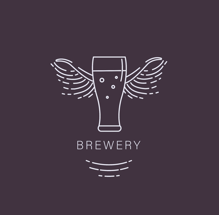 Vector icon and logo beer and brewery. Editable outline stroke size. Line flat contour, thin and linear design. Simple icons. Concept illustration. Sign, symbol, element.のイラスト素材