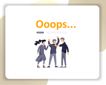 Landing page templates Error page illustration with People characters and cat. Page not found. Vector concept illustration for 404 error with Funny cartoon workersのイラスト素材