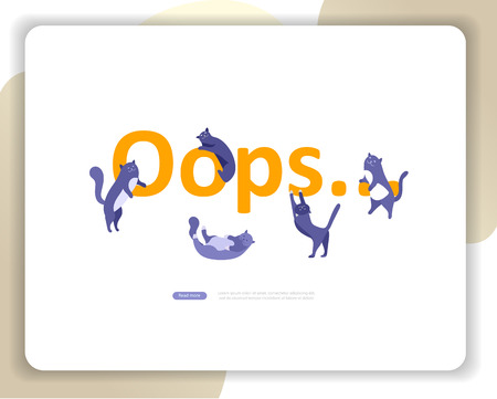 Landing page templates Error page illustration with cat or kitten characters and cat. Page not...