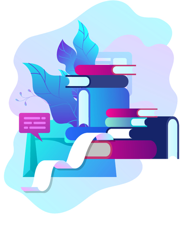 Concept vector illustration of business Blogging, people and education technology. Vector illustration news, copywriting, seminars, tutorial, creative writing, content management for web page, banner presentation, social media documentsのイラスト素材