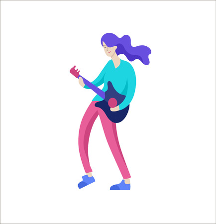 People enjoying their hobbies. Vector character. Colorful flat concept illustration.のイラスト素材