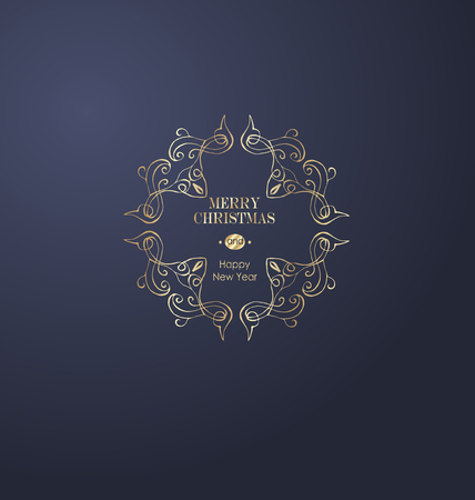 Elegant Christmas and happy New Year Background with Gold Shining decoration. Vector illustrationのイラスト素材