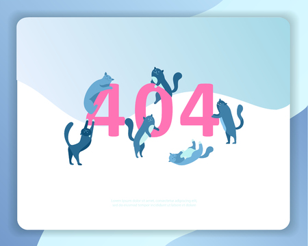 Landing page templates Error page illustration with cat or kitten characters and cat. Page not found. Vector concept illustration for 404 error with Funny cartoon workersのイラスト素材