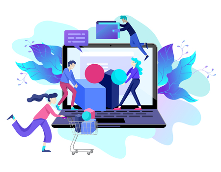 Landing page template of Online Shopping and mobile payments for web page, social media, documents, cards, posters. Vector illustration pos terminal confirms the payment using a smartphone, Mobile payment, online banking.のイラスト素材