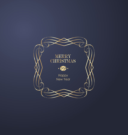 Elegant Christmas and happy New Year Background with Gold Shining decoration. Vector illustrationのイラスト素材