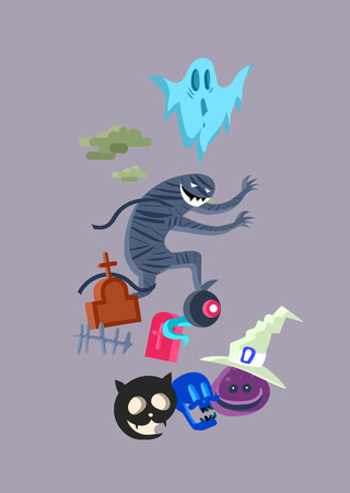 Vector icon and element for Helloween. greeting card for Happy Halloween design icon. Concept illustration. Sign and symbol, element.のイラスト素材