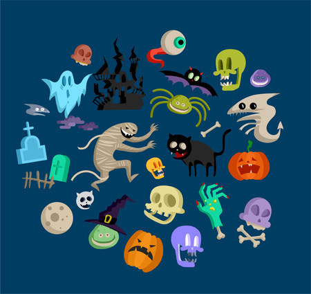 Vector icon and element for Helloween. greeting card for Happy Halloween design icon. Concept illustration. Sign and symbol, element.のイラスト素材