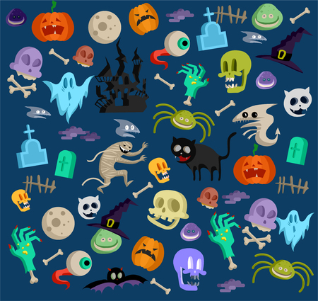 Vector icon and element for Helloween. greeting card for Happy Halloween design icon. Concept illustration. Sign and symbol, element.のイラスト素材