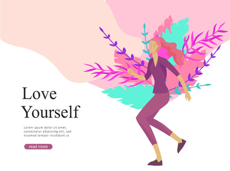 Web page design template for beauty, dreams motivation, International Womens Day, feminism concept, girls power and woman rights, vector illustration for website and mobile website developmentのイラスト素材