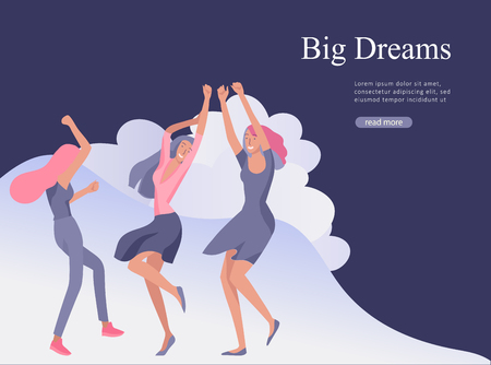 Web page design template for beauty dreams, International Womens Day, girls power, wellness, body care, healthy life, design vector illustration concept for website and mobile website developmentのイラスト素材