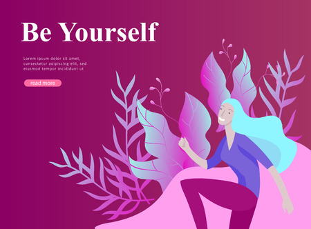 Web page design template for beauty, dreams motivation, International Womens Day, feminism concept, girls power and woman rights, vector illustration for website and mobile website developmentのイラスト素材