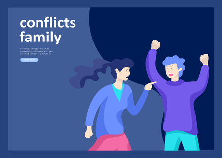 Landing page templates for psyhology mental problems, depression panic attacks, paranoia anger control, relationship family conflict, stress and misunderstanding, psychotherapy characterのイラスト素材
